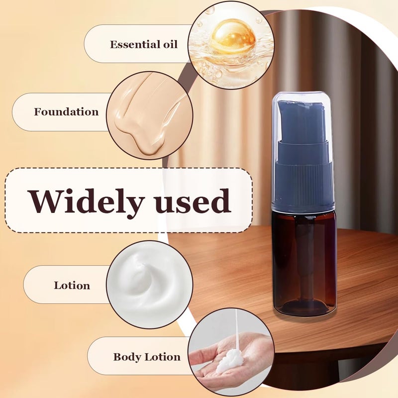 SYBL 6Pcs 30ml/1oz Empty Refillable Plastic Lotion Pump Bottles Portable Cosmetic Makeup Sample Storage container Vial Pot For Shower Gel Shampoo Toiletries Liquid(Brown) - Image 4